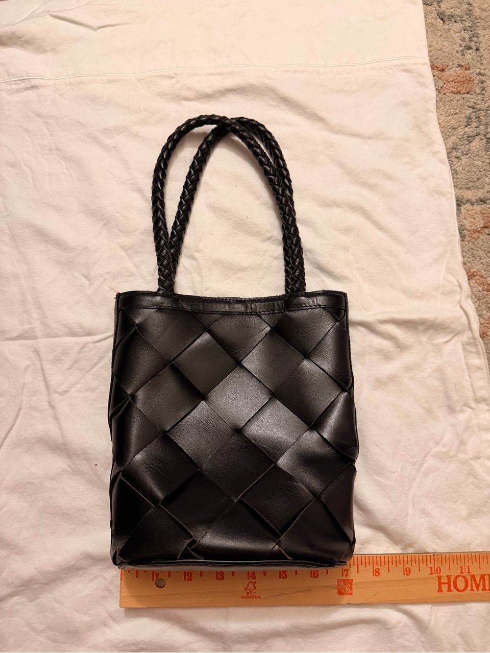 Bembien Black Grandé Woven mini bucket bag with magnetic clasp
